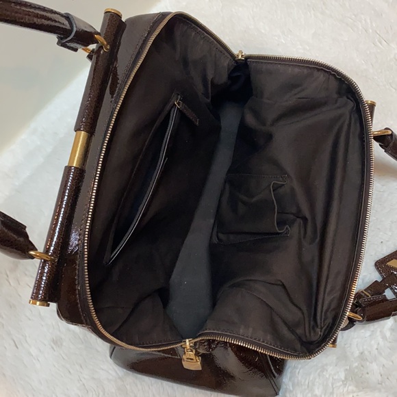 Yves Saint Laurent Majorelle Patent Leather Bag chocolate brown color - Picture 10 of 16